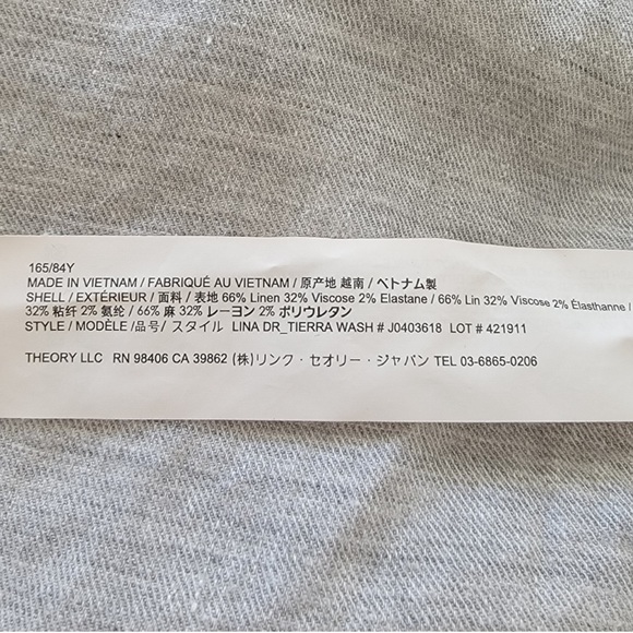 Theory Lina Linen Blend Shirt Dress Size 6 Grey Pockets - Picture 5 of 6